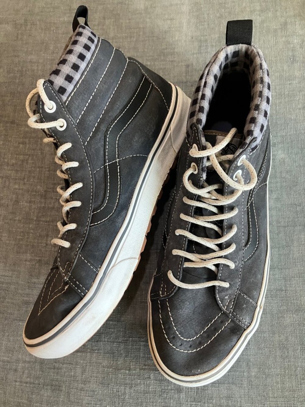 Vans Sk8-Hi MTE Mens 10.5 Gray Primaloft Insulated High Top Shoes Checkerboard